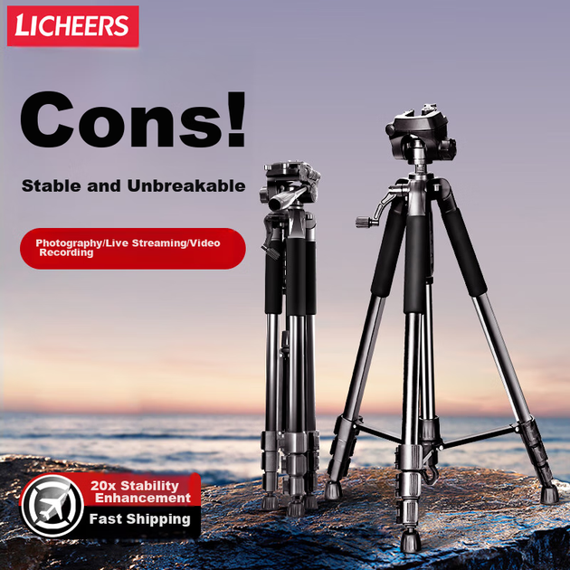 Штатив LINGCHEN для камери-штатива для DSLR бездзеркальних смартфонів Sony Canon, потокової фотографії на відкритому повітрі, портативний 3D-підвіс, професійний стабільний кронштейн із захистом від тремтіння 1,5 метра - изображение 2