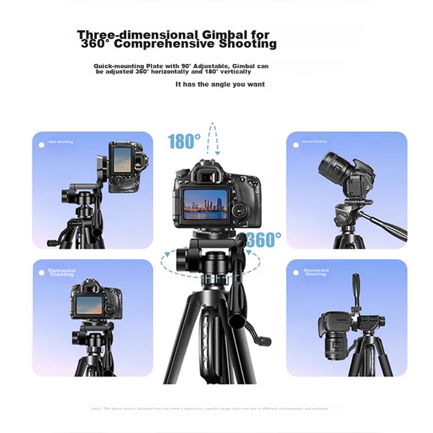 Штатив LINGCHEN для камери-штатива для DSLR бездзеркальних смартфонів Sony Canon, потокової фотографії на відкритому повітрі, портативний 3D-підвіс, професійний стабільний кронштейн із захистом від тремтіння 1,5 метра - изображение 10