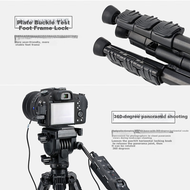Штатив JJC, сумісний з камерами Sony A7r5/r4, A7m4/m3, A7s3, A9m3, A6400, FX3, модель VCT-VPR1, з пультом та кабелем затвора - зображення 5