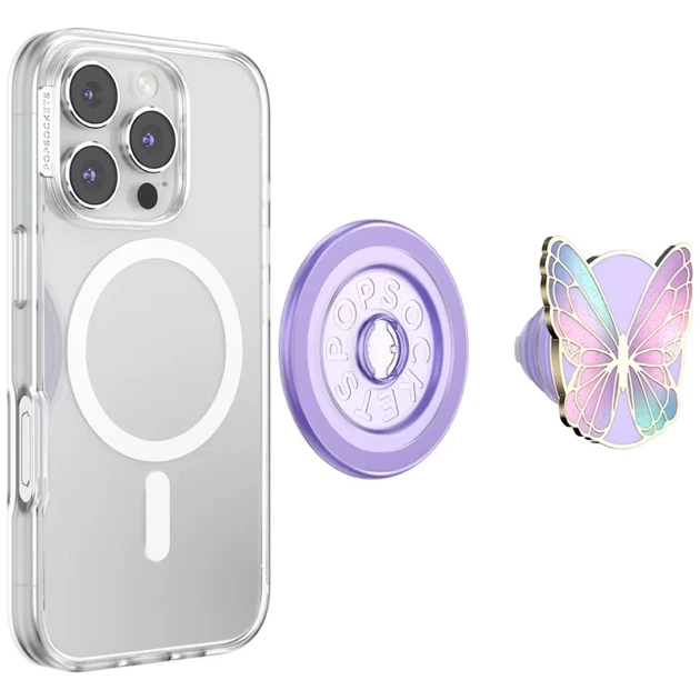 Тримач PopSockets Enamel Butterfly Prism Lavender (840473356330) - Фото 5 Тримач PopSockets Enamel Butterfly Prism Lavender (840473356330) - зображення 5