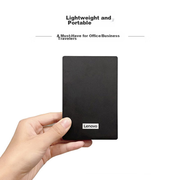 Портативний жорсткий диск Lenovo 2 ТБ, USB 3.0, 2,5-дюймовий, механічний жорсткий диск, високошвидкісна передача даних, стабільний та довговічний (F308 Classic), чорний колір для бізнесу - изображение 6