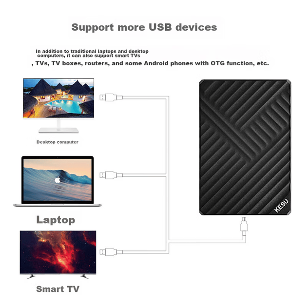 Жорсткий диск портативний KESU K205, 1 ТБ + чохол, USB 3.0, чорний - зображення 7