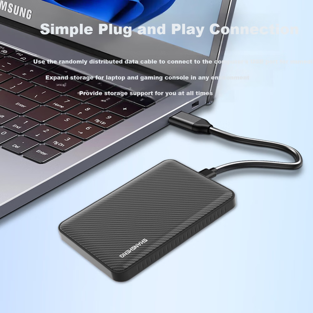 Портативний жорсткий диск Shansheng 320 ГБ, високошвидкісний жорсткий диск USB 3.0, 2,5-дюймовий зовнішній жорсткий диск P1, портативне сховище для даних, фотографій, для використання в офісі та бізнесі, підходить для мобільних телефонів і комп'ютерів. - зображення 2