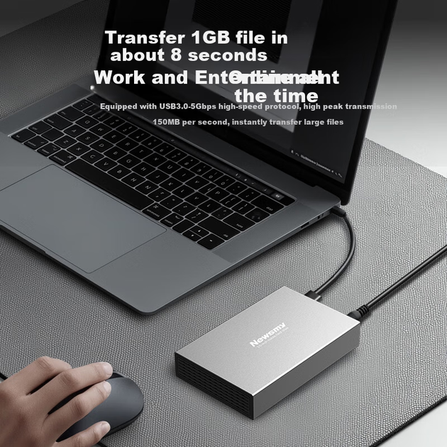 Жесткий диск Newsmy 4 ТБ, 3.5", настольный, Type-C USB 3.1, серебристый - изображение 4