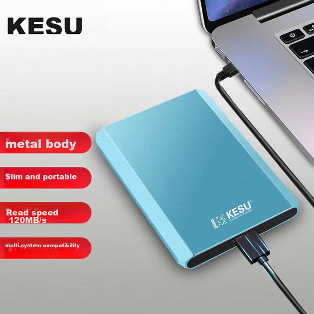 Накопичувач зовнішній KESU 1 ТБ USB 3.0, механічний HDD 2.5 дюйма, для дому та офісу - зображення 2