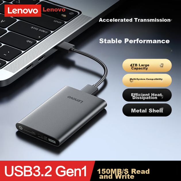 Портативний жорсткий диск Lenovo 2 ТБ F508 USB 3.2 Gen1 2,5-дюймовий механічний жорсткий диск зовнішній накопичувач для ноутбуків резервне копіювання файлів і фотографій - зображення 5