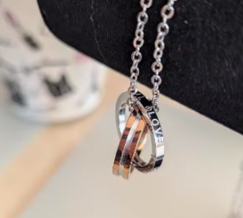 Кулон гіпоалергенний Double Ring з ланцюжком, підвіска, прикраса на шию з медичної сталі під срібло, унісекс - зображення 3