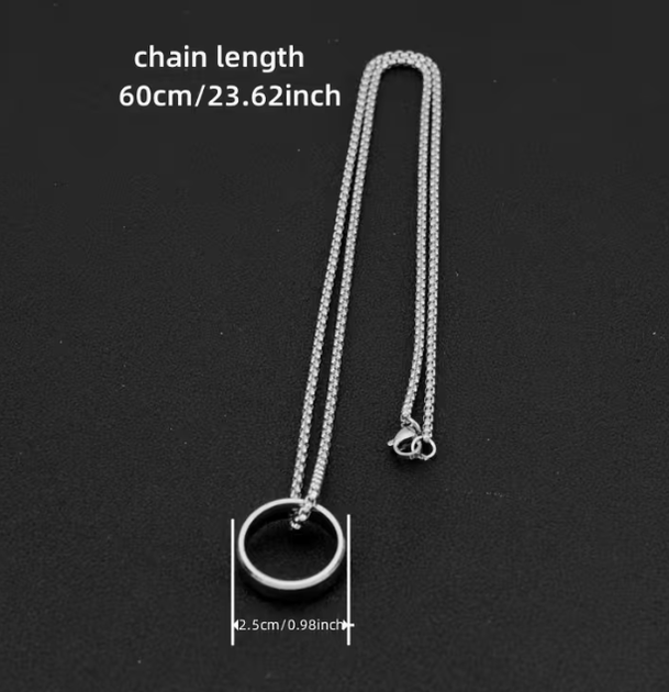 Кулон Steel Ring з ланцюжком, підвіска, прикраса на шию з медичної сталі під срібло, унісекс - зображення 6