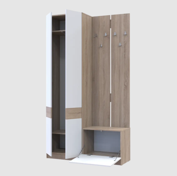 Прихожая Doros Сола 1+3 Doros Дуб Сонома/Белый ДСП 120х40х215 (42005149) - изображение 2