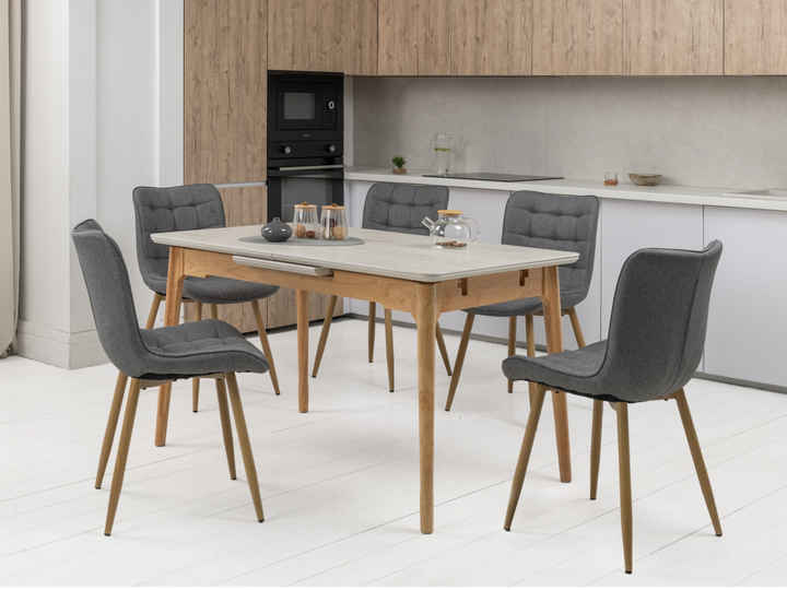 TM-89 стіл 140/180*80 см матова кераміка травертін + дуб TM Vetro Mebel - изображение 4