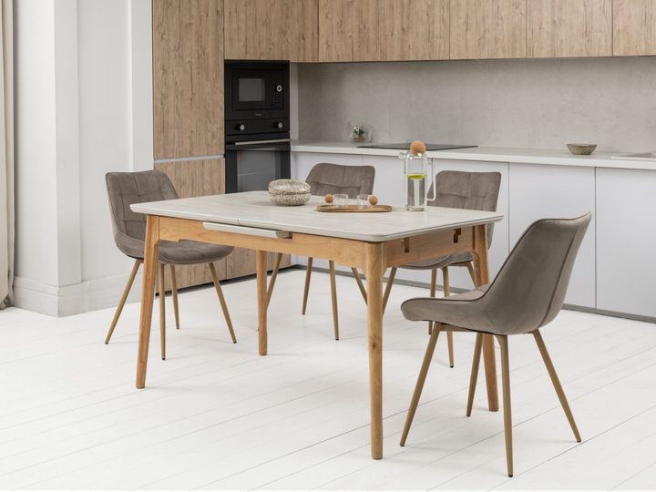 TM-89 стіл 140/180*80 см матова кераміка травертін + дуб TM Vetro Mebel - изображение 9