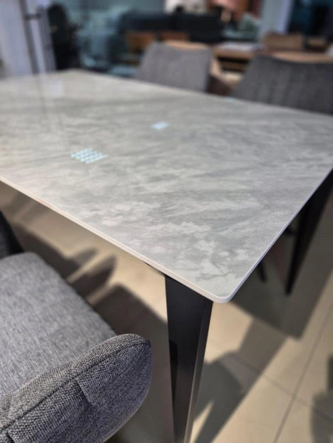 Стіл NORMAN CERAMIC 140*90 Muie White глянець/чорний каркас - изображение 5