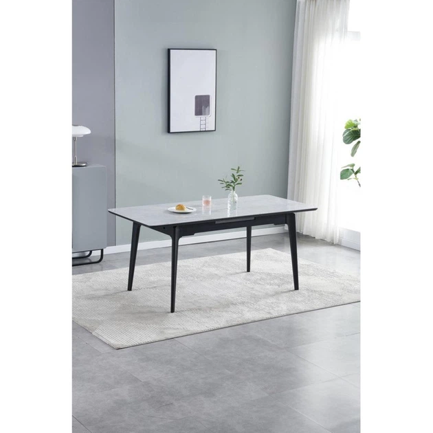 Стіл BERLIN CERAMIC 140(180)*80 білий глянець/чорний каркас - изображение 7