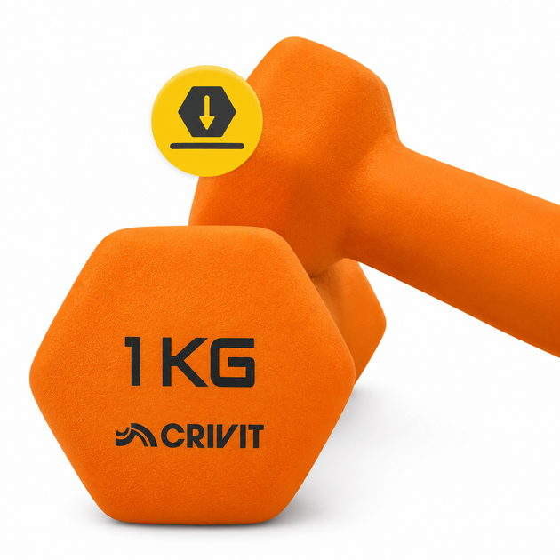 Гантелі вінілові Crivit 2 x 1 кг Orange (R4835131820250) - изображение 3