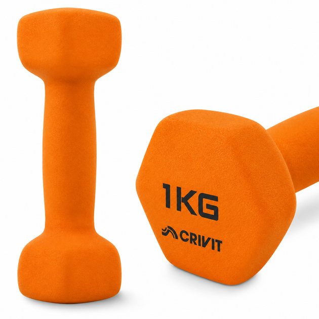 Гантелі вінілові Crivit 2 x 1 кг Orange (R4835131820250) - изображение 6