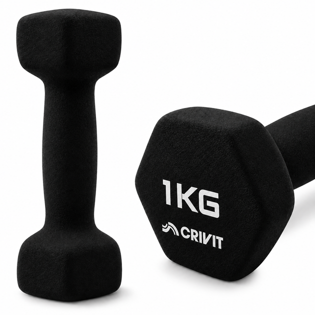 Гантелі вінілові Crivit 2 x 1 кг Black (R4836131820250) - Фото 6 Гантелі вінілові Crivit 2 x 1 кг Black (R4836131820250) - изображение 6