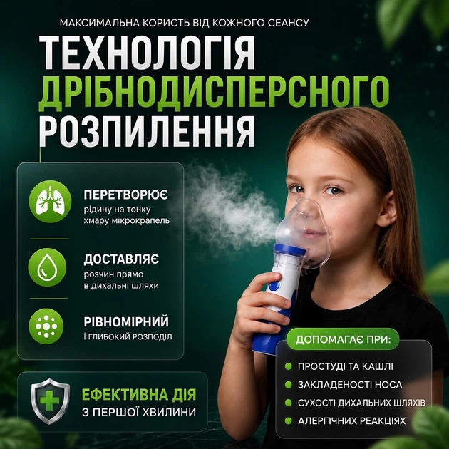 Ингалятор ультразвуковой портативный небулайзер для детей и взрослых Nebulizer ручной для дыхательной терапии - изображение 2