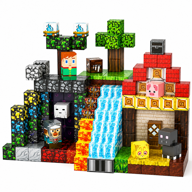 Магнітний конструктор Minecraft 100 шт по грі Майнкрафт Фортеця Mk001022.1 - зображення 7