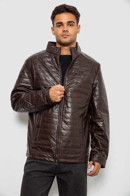 Куртка мужская однотонная экокожа коричневый 214R603-5 AGER XL - изображение 2