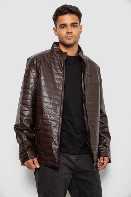 Куртка мужская однотонная экокожа коричневый 214R603-5 AGER XL - изображение 4