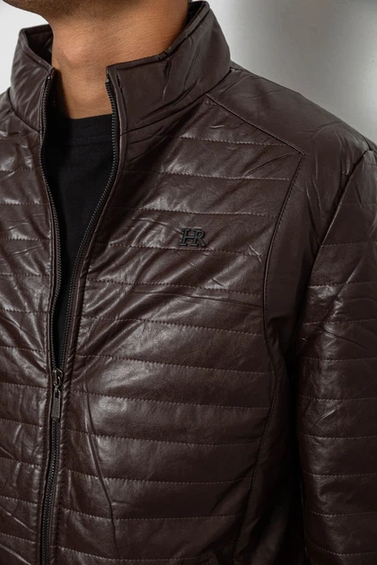 Куртка мужская однотонная экокожа коричневый 214R603-5 AGER XL - изображение 6