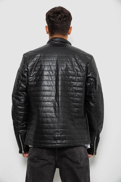 Куртка мужская однотонная экокожа черный 214R503-5 AGER S - изображение 4