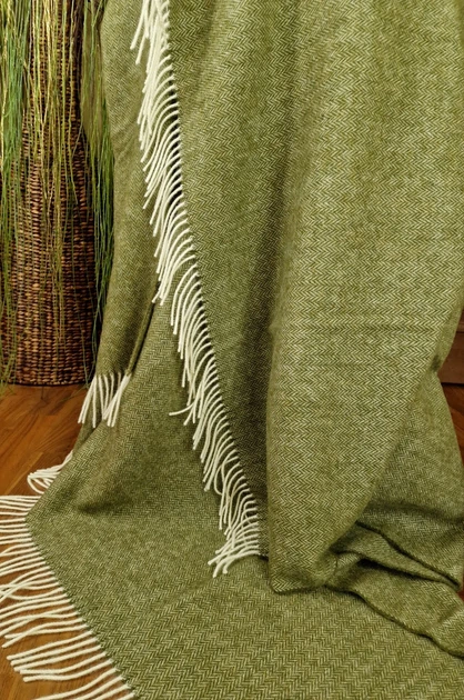 Плед 100% шерсть Lambswool 140х200 см оливковый - Фото 3 Плед 100% шерсть Lambswool 140х200 см оливковый - изображение 3