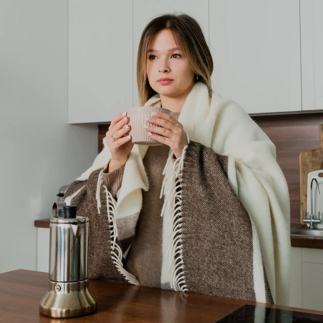 Плед 100% вовна ягняти Lambswool 140х220 см натуральна палітра білий/бежевий/коричневий - Фото 6 Плед 100% вовна ягняти Lambswool 140х220 см натуральна палітра білий/бежевий/коричневий - зображення 6