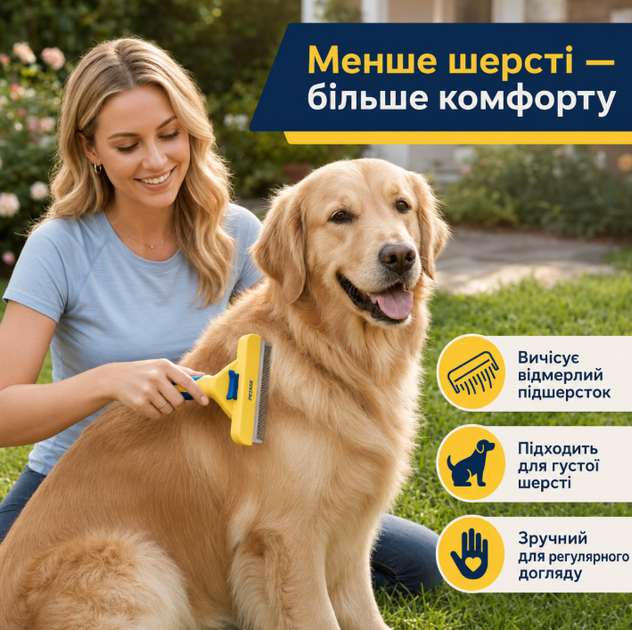 Расческа-шедедер PETASK для собак и котов, щетка для вычесывания подшерстка с кнопкой очистки - изображение 5