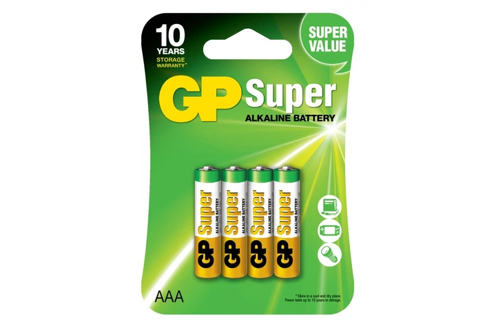 Батарейки GP Super LR03/AAA, алкалінові, 1,5 В, 4 шт. - Фото 1 Батарейки GP Super LR03/AAA, алкалінові, 1,5 В, 4 шт. - зображення 1