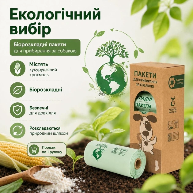 Біорозкладні пакети для прибирання за собакою, еко пакети з кукурудзяним крохмалем - зображення 5