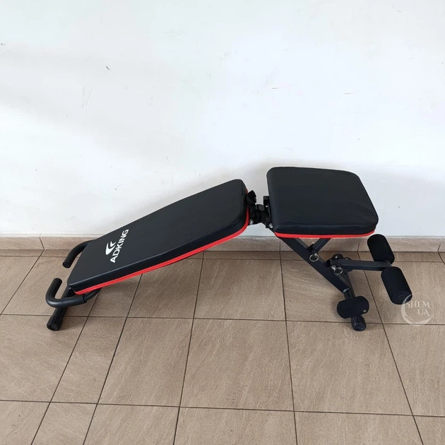 Скамейка для пресса многофункциональная складная с эспандерами, тренажер для пресса и спины регулируемый универсальный с 6 положениями спинки и подголовником для домашних силовых тренировок, FIT-201-Red/Black - изображение 13