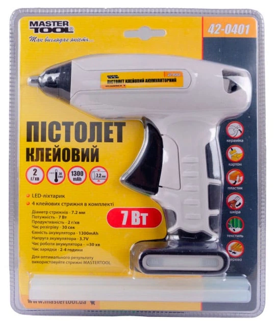 Пістолет клейовий акумуляторний MASTERTOOL Крапля-Стоп d7,2мм (42-0401) - изображение 3