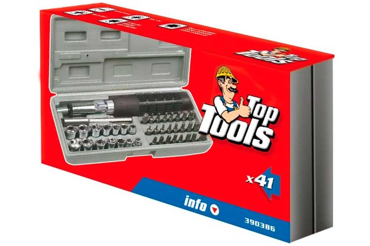 Набір біт та торцевих головок з тримачем Top Tools 40шт (39D386) - Фото 2 Набір біт та торцевих головок з тримачем Top Tools 40шт (39D386) - изображение 2