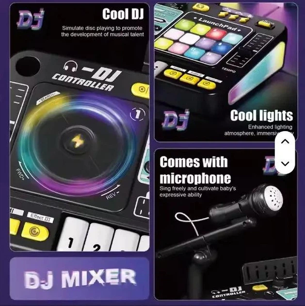 Дитяча музична установка з діджейським пультом DJ Mixer піаніно з мікрофоном та записом звуку на акумуляторі з USB 8D8A - Фото 6 Дитяча музична установка з діджейським пультом DJ Mixer піаніно з мікрофоном та записом звуку на акумуляторі з USB 8D8A - зображення 6
