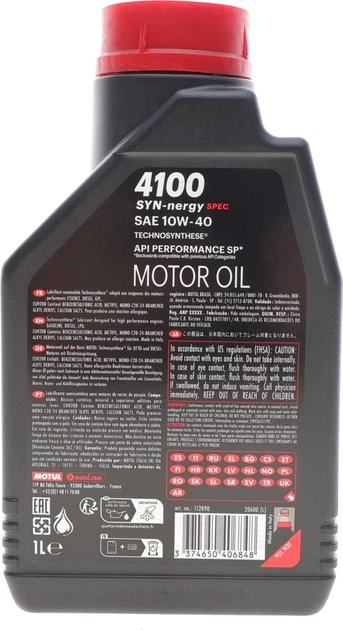 Моторна олива Motul 4100 Syn-nergy Spec 10W-40 1 л (112890) (387701) - зображення 3
