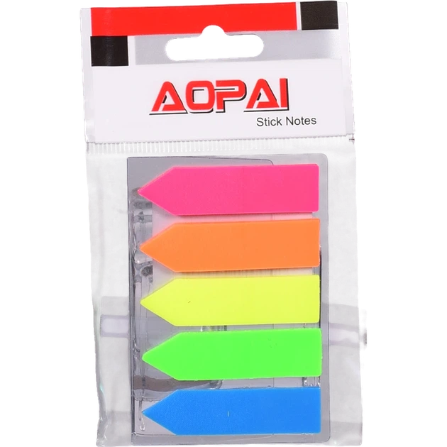 Закладки-індекси липкі пластикові 5 кольорів 20 аркушів PET011075 И650 - Фото 1 Закладки-індекси липкі пластикові 5 кольорів 20 аркушів PET011075 И650 - зображення 1