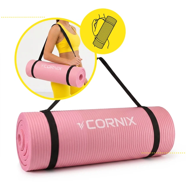 Коврик спортивный Cornix NBR 183 x 61 x 1.5 cм для йоги и фитнеса XR-0497 Pink - изображение 4