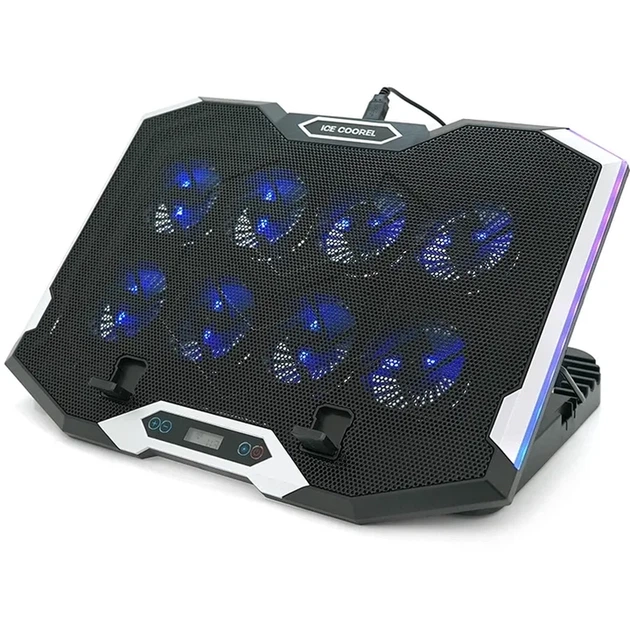 Підставка для ноутбука Ice Coorel K10 10-17" RGB Black (YT35671) - Фото 2 Підставка для ноутбука Ice Coorel K10 10-17" RGB Black (YT35671) - изображение 2