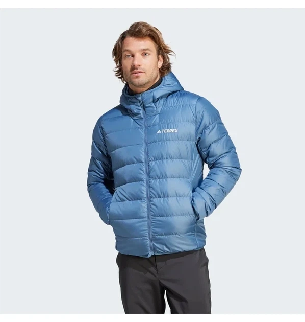 Чоловічий пуховик Terrex Multi Light Down Hooded теплий з високим коміром та капюшоном синій S - изображение 2