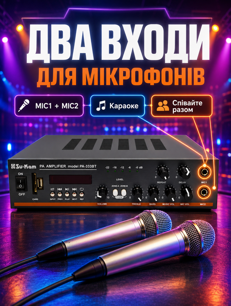 Двухканальный музыкальный усилитель для колонок с Bluetooth 5.0 и пультом ДУ 2х100 Вт с регулировкой тембра и баланса - Фото 3 Двухканальный музыкальный усилитель для колонок с Bluetooth 5.0 и пультом ДУ 2х100 Вт с регулировкой тембра и баланса - изображение 3