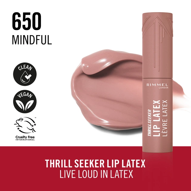 Жидкая помада для губ Rimmel Thrillseeker Lip LateX 650 Mindful 6 мл (3616307184243) - Фото 3 Жидкая помада для губ Rimmel Thrillseeker Lip LateX 650 Mindful 6 мл (3616307184243) - изображение 3