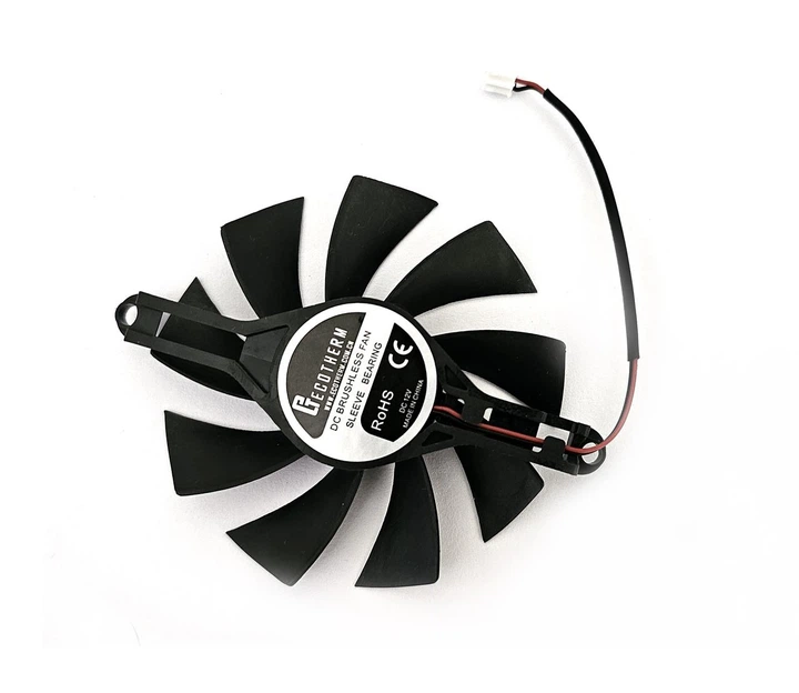 Вентилятор кулер для видеокарты HUANANZHI GT 730 740 1030 GTX 750 Ti 1050 Ti RX 550 560 75 мм 2-pin (№567) - изображение 2