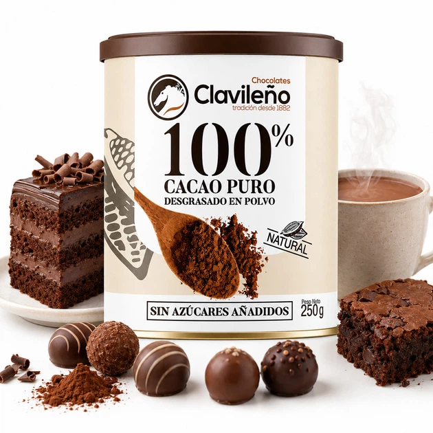 Какао порошок 100% (без Цукру та Глютену) Clavileno 100% Cacao Puro 250 г - изображение 5