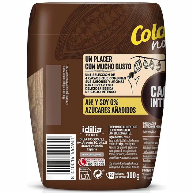 Какао напиток Cola Cao Noir 0% добавленного сахара 300 г - изображение 5