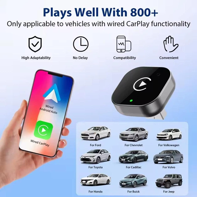 Беспроводной CarPlay Android Auto адаптер Pionray 2-в-1, Wi-Fi 5,8 ГГц, Bluetooth 5.X, Plug & Play, автоподключение - изображение 5