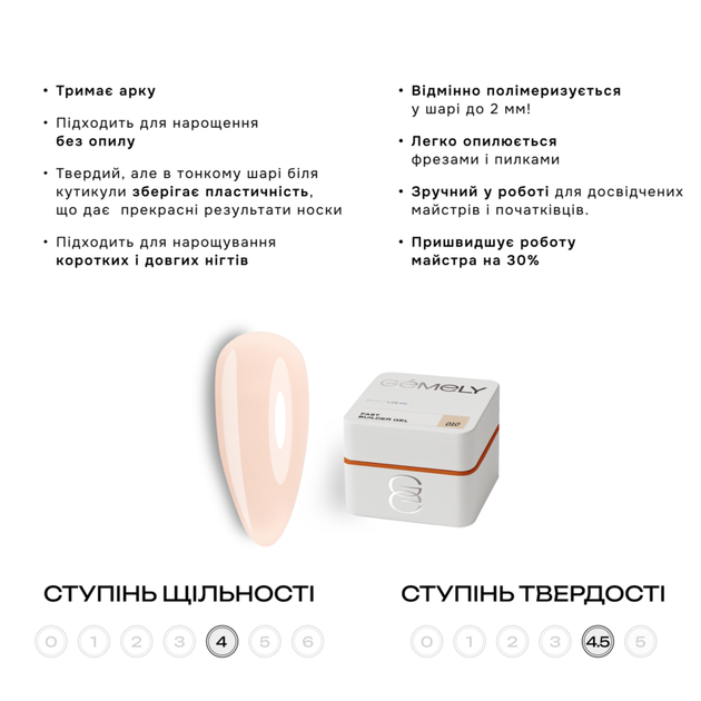 Гель моделирующий Gémely Fast Builder Gel №010 30 мл - изображение 2