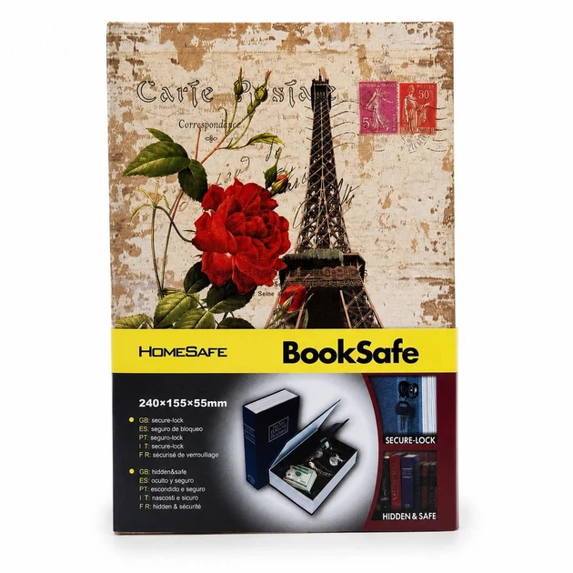 Тайник-книга HomeSafe BookSafe PARIS с ключевым замком, 24×15,5×5,5 см, мини-сейф для денег и документов - изображение 2