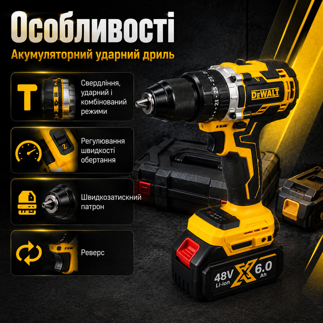 Аккумуляторная ударная дрель Krafftec Germani DCD870 с подсветкой Мощный шуруповерт Инструмент для сверления - изображение 2