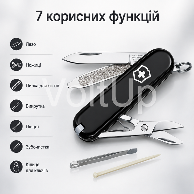 Швейцарский нож Victorinox Classic SD Black 0.6223.3 складной 7 функций черный - изображение 5